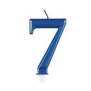 Bright Blue Number 7 Candle