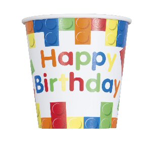 Block Happy Birthday Party Paper Cups