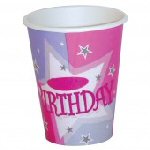 Birthday Shimmer Pink Happy Birthday cups