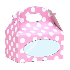 Pink box with white dots