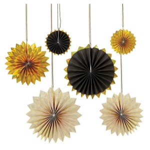 Black and Gold Pinwheel Decorations