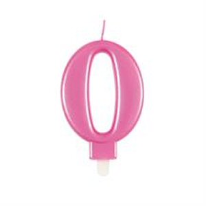 Bright Pink Number 0 Candle