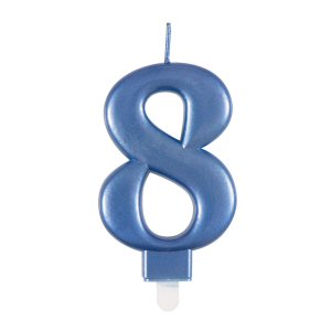 Bright Blue Number 8 Candle