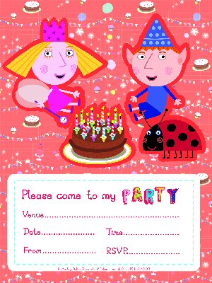 Ben and Holly's Little Kingdom party supplies invites