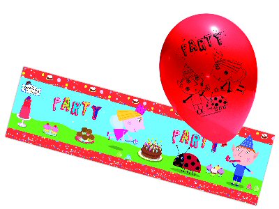 Ben and Holly Party foil banner and balloons