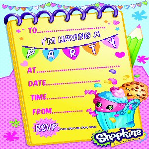 Shopkins Party invitations and envelopes
