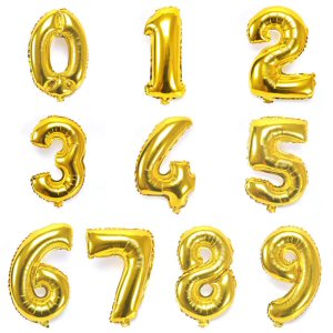 Yellow Gold Shaped Foil Number Balloons