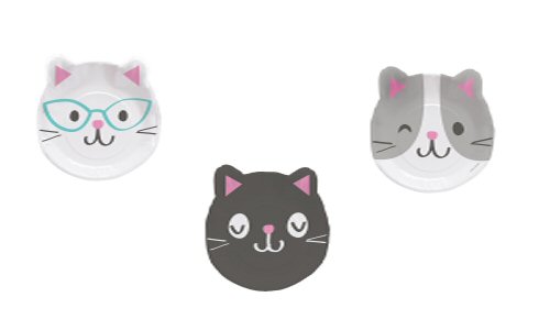 Purrfect Cat Party Plates Cat Lovers Birthday Cat Kitten Shape Face Plates