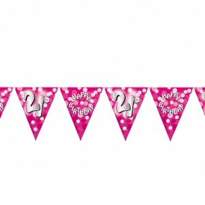 Pink Happy Birthday Party Paper Bunting Age 21