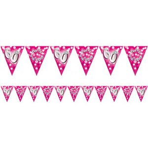 Pink Happy Birthday Party Paper Bunting Age 60