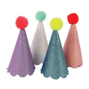 Glitter and Pompom Party Hats