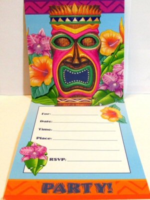 Hawaiian Luau Tiki Island party invites