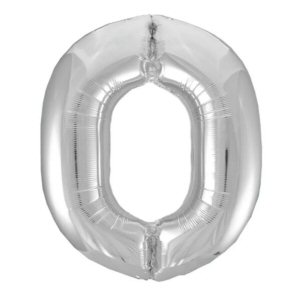 Silver Number 0 Shaped Foil Balloon