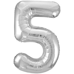 Silver Number 5 Shaped Foil Balloon