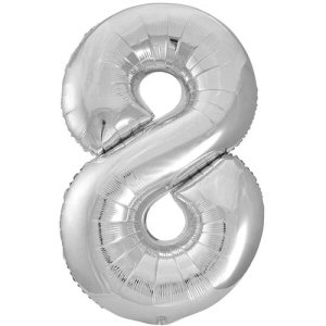 Silver Number 8 Shaped Foil Balloon