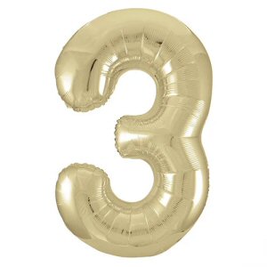 Champagne Gold Number 3 Shaped Foil Balloon