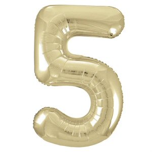 Champagne Gold Number 5 Shaped Foil Balloon