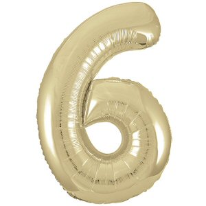 Champagne Gold Number 6 Shaped Foil Balloon