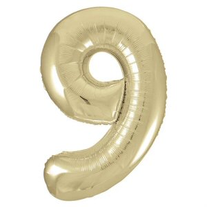 Champagne Gold Number 9 Shaped Foil Balloon