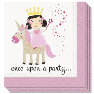 Once upon a time party Pink Princess and Unicorn napkins
