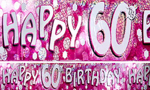 Pink Happy Birthday Party Foil Banner Age 60