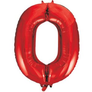 Red Number 0 Shaped Foil Balloon