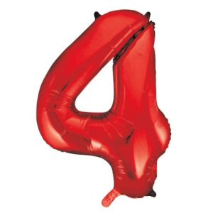 Red Number 4 Shaped Foil Balloon