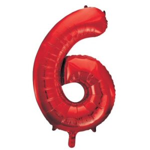 Red Number 6 Shaped Foil Balloon