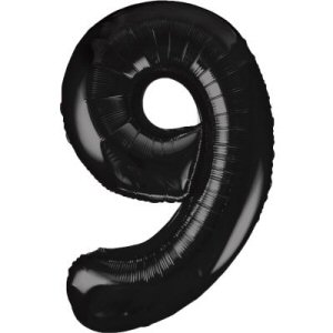Black Number 9 Shaped Foil Balloon