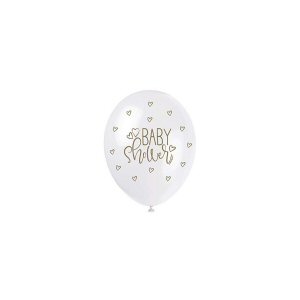 Baby Shower White and Gold Latex Balloons