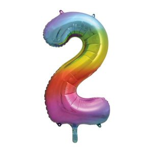 Rainbow Number 2 Shaped Foil Balloon