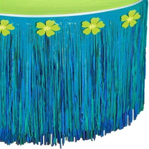 Hawaiian Luau Party Blue Tableskirt