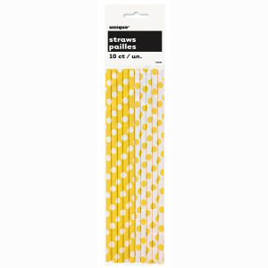 Yellow Dots Paper Straws