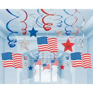 USA Mega Value Pack Hanging Swirl Decorations