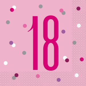 Pink Glitz 18th Birthday Napkins