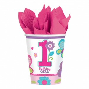 Sweet 1st Birthday Girl Paper Cups