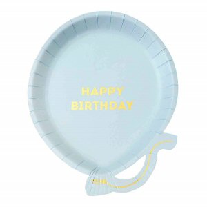 We Heart Birthdays Blue Balloon Plate