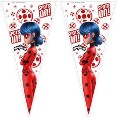 Miraculous Lady Bug Party Cellophane Cone Bags Bulk