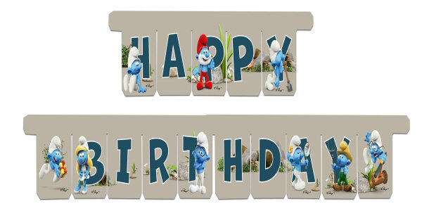 Smurfs Party Happy Birthday Banner