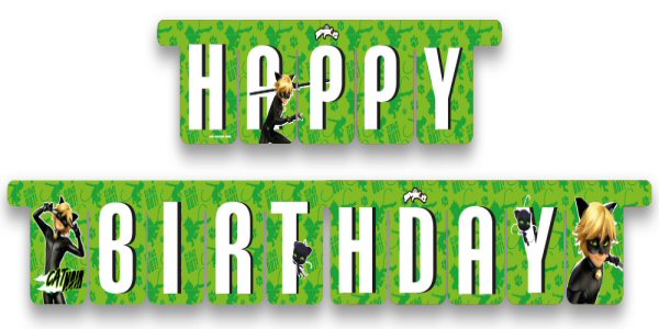 Cat Noir Party Happy Birthday Banner