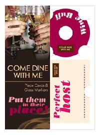 Come Dine With Me Place Cards & Wine Glass Stem Covers 8 place cards and 8 matching glass markers