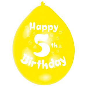 Happy 5th Birthday Assorted Colours Latex Balloons