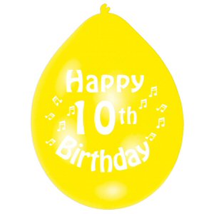 Happy 10th Birthday Assorted Colours Latex Balloons