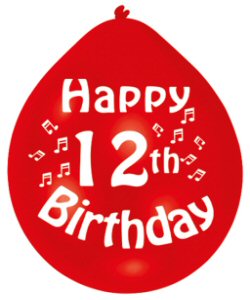 Happy 12th Birthday Assorted Colours Latex Balloons
