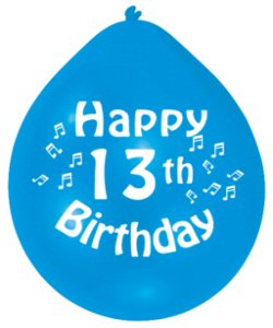 Happy 13th Birthday Assorted Colours Latex Balloons