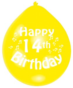 Happy 14th Birthday Assorted Colours Latex Balloons