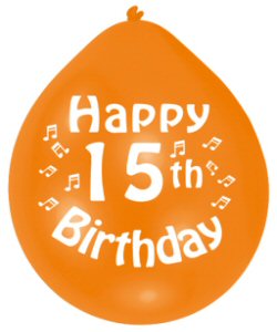 Happy 15th Birthday Assorted Colours Latex Balloons