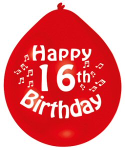 Happy 16th Birthday Assorted Colours Latex Balloons