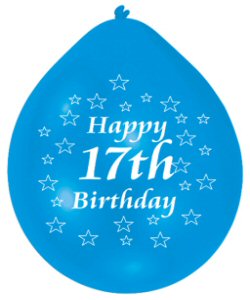 Happy 17th Birthday Assorted Colours Latex Balloons