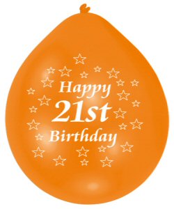 Happy 21st Birthday Assorted Colours Latex Balloons